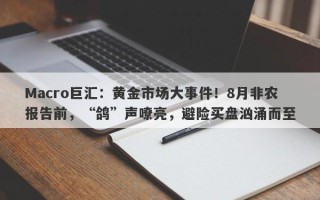 Macro巨汇：黄金市场大事件！8月非农报告前，“鸽”声嘹亮，避险买盘汹涌而至