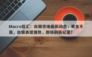 Macro巨汇：白银市场最新动态，黄金不涨，白银表现强势，即将刷新纪录？