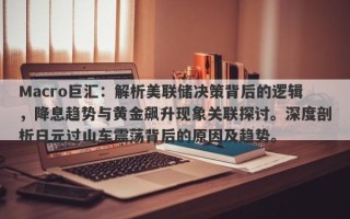 Macro巨汇：解析美联储决策背后的逻辑，降息趋势与黄金飙升现象关联探讨。深度剖析日元过山车震荡背后的原因及趋势。