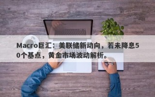 Macro巨汇：美联储新动向，若未降息50个基点，黄金市场波动解析。