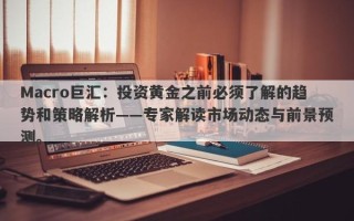 Macro巨汇：投资黄金之前必须了解的趋势和策略解析——专家解读市场动态与前景预测。