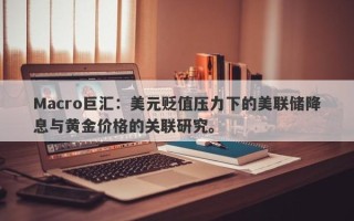 Macro巨汇：美元贬值压力下的美联储降息与黄金价格的关联研究。