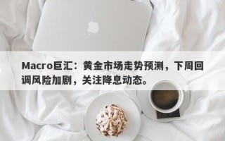 Macro巨汇：黄金市场走势预测，下周回调风险加剧，关注降息动态。