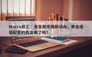 Macro巨汇：贵金属市场新动向，黄金逢低配置的机会来了吗？