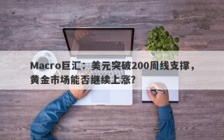 Macro巨汇：美元突破200周线支撑，黄金市场能否继续上涨？