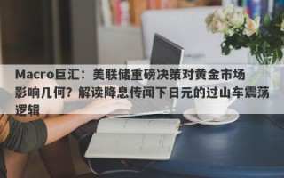 Macro巨汇：美联储重磅决策对黄金市场影响几何？解读降息传闻下日元的过山车震荡逻辑