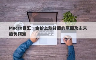 Macro巨汇：金价上涨背后的原因及未来趋势预测