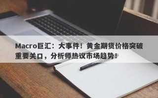 Macro巨汇：大事件！黄金期货价格突破重要关口，分析师热议市场趋势！