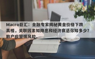 Macro巨汇：金融专家揭秘黄金价格下跌真相，关联因素如降息和经济衰退你知多少？散户应警惕风险。