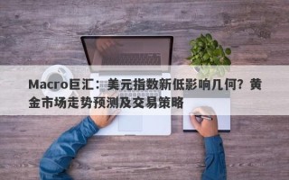 Macro巨汇：美元指数新低影响几何？黄金市场走势预测及交易策略