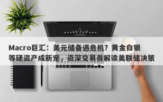 Macro巨汇：美元储备遇危机？黄金白银等硬资产成新宠，资深交易员解读美联储决策