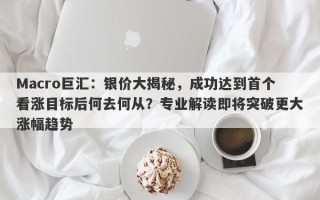 Macro巨汇：银价大揭秘，成功达到首个看涨目标后何去何从？专业解读即将突破更大涨幅趋势