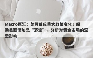 Macro巨汇：美股反应重大政策变化！解读美联储加息“落空”，分析对黄金市场的深远影响