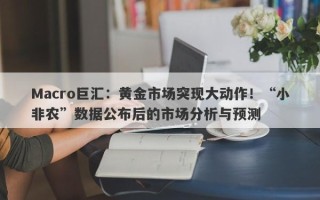Macro巨汇：黄金市场突现大动作！“小非农”数据公布后的市场分析与预测