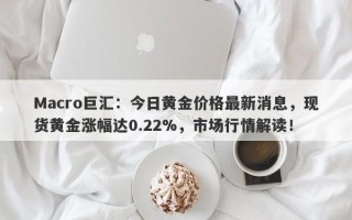 Macro巨汇：今日黄金价格最新消息，现货黄金涨幅达0.22%，市场行情解读！