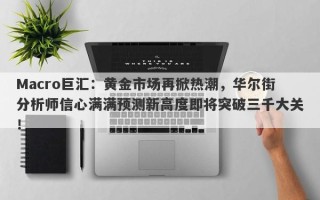 Macro巨汇：黄金市场再掀热潮，华尔街分析师信心满满预测新高度即将突破三千大关！