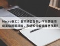 Macro巨汇：金市动态分析，下周黄金市场面临回调风险，市场如何解读降息预期？