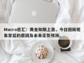 Macro巨汇：黄金如期上涨，今日回踩现象背后的原因及未来走势预测。