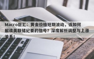 Macro巨汇：黄金价格短期波动，该如何解读美联储纪要的信号？深度解析调整与上涨关系！