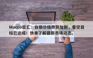 Macro巨汇：白银价格跌势加剧，看空目标已达成！快来了解最新市场动态。