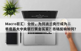 Macro巨汇：分析，为何波兰央行成为二季度最大中央银行黄金买家？市场反响如何？